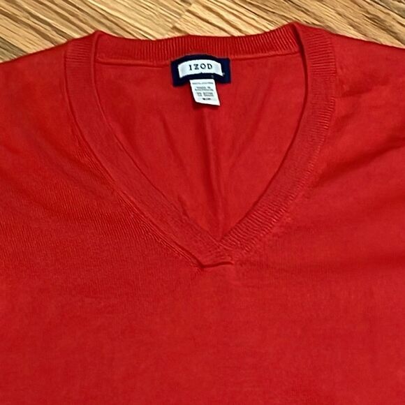Izod Red Orange V-neck Sweater - Picture 2 of 5